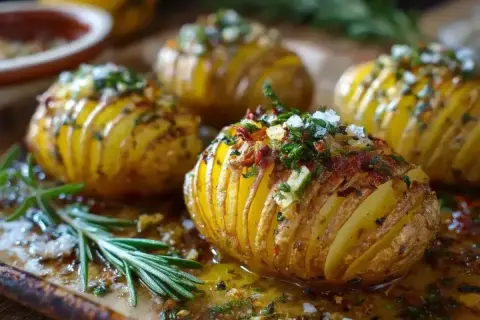 Ziemniaki Hasselback z ziołami i czosnkiem – idealne tanie przepisy na obiad za 10 zł. Pyszne i proste!