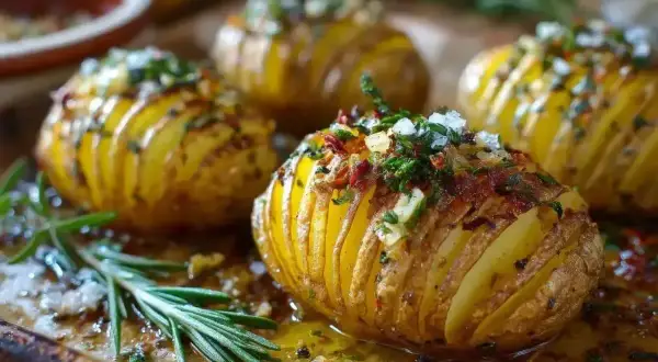 Ziemniaki Hasselback z ziołami i czosnkiem – idealne tanie przepisy na obiad za 10 zł. Pyszne i proste!